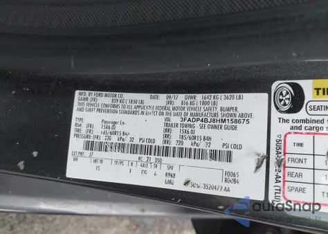 2017 Ford Fiesta Se from USA, damaged, VIN 3FADP4BJ8HM158675